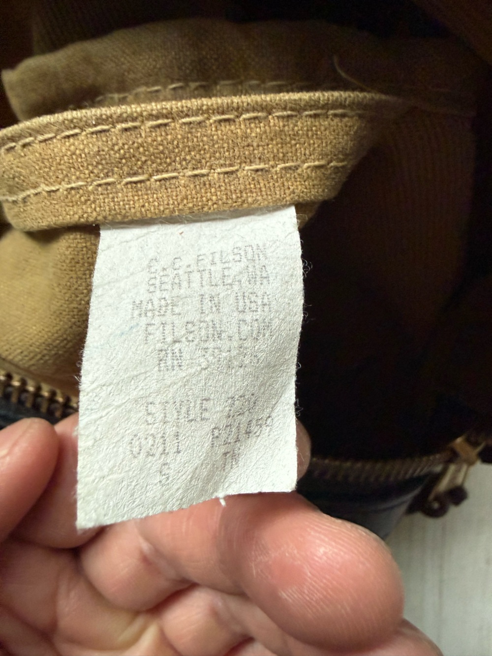Filson Small Duffle Bag Tan Rugged Twill Leather Made in USA Unisex Vintage - Picture 3 of 15